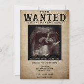 ヴィンテージ写真指名手配ポスター赤ちゃんシャワー 招待状 (正面)