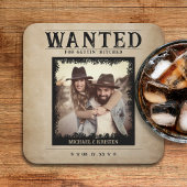 ヴィンテージ写真指名手配結婚ポスター スクエアペーパーコースター