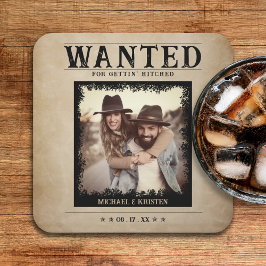 ヴィンテージ写真指名手配結婚ポスター スクエアペーパーコースター