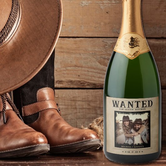 ヴィンテージ写真指名手配結婚ポスター スパークリングワインラベル
