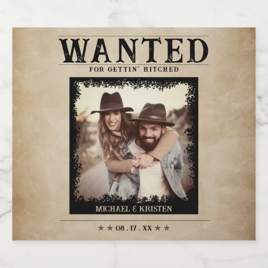 ヴィンテージ写真指名手配結婚ポスター スパークリングワインラベル (シングルラベル)