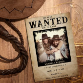 ヴィンテージ写真指名手配結婚ポスター 招待状