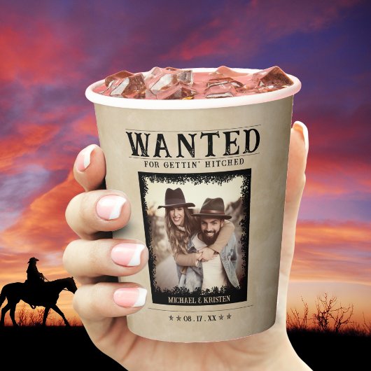 ヴィンテージ写真指名手配結婚ポスター 紙コップ