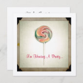 ヴィンテージ写真棒つきキャンデーパーティの招待状 招待状 (正面/裏面)