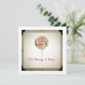 ヴィンテージ写真棒つきキャンデーパーティの招待状 招待状 (スタンド正面)