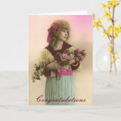 ヴィンテージ写真祝い カード (黄色い花)