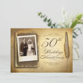 ヴィンテージ写真 おしゃれ 50周年 誕生日 招待状 (スタンド正面)