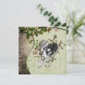 ヴィンテージ写真 ハート型カットアウト 保存日付 セーブザデート (スタンド正面)