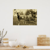 ヴィンテージ写真 – 「ヤギのカート」 – プリント (キッチン)