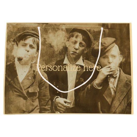 ヴィンテージ写真：喫煙葉巻sepia ラージペーパーバッグ (正面)