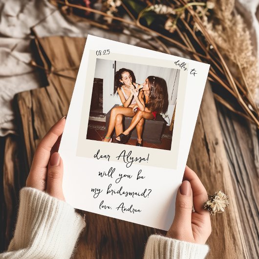 ヴィンテージ写真 手書きのブライズメイド提案 招待状