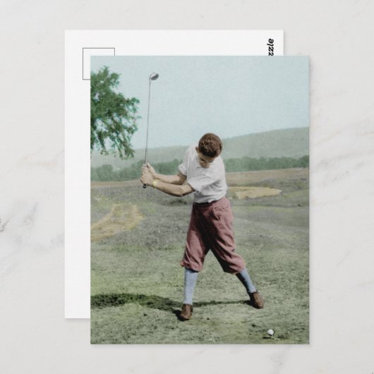 ヴィンテージ写真:男性ゴルファーSwing 1930s ポストカード (正面/裏面)