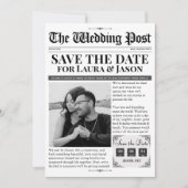 ヴィンテージ写真Save the Date 結婚's Newspaper シーズンカード (正面)