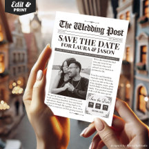 ヴィンテージ写真Save the Date 結婚's Newspaper