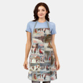 ヴィンテージ冬おもしろいクリスマスコラージュ エプロン (着用した状態)