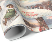 ヴィンテージ冬おもしろいクリスマスコラージュ ラッピングペーパー (ロールコーナー)