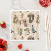 ヴィンテージ冬のおもしろい雪のシーン スタンダードランチョンナプキン (インサイチュ)