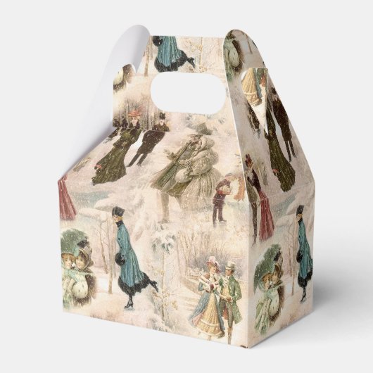 ヴィンテージ冬のおもしろい雪のシーン フェイバーボックス (正面サイド)