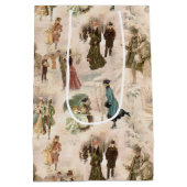 ヴィンテージ冬のおもしろい雪のシーン ミディアムペーパーバッグ (裏面)