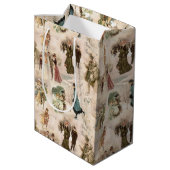 ヴィンテージ冬のおもしろい雪のシーン ミディアムペーパーバッグ (裏面アングル)