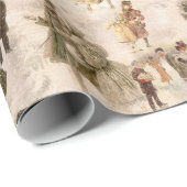 ヴィンテージ冬のおもしろい雪のシーン ラッピングペーパー (ロールコーナー)