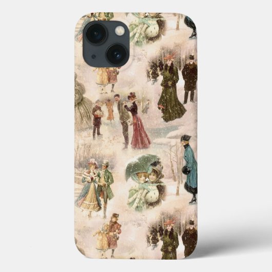 ヴィンテージ冬のおもしろい雪のシーン Case-Mate iPhoneケース (裏面)