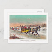 ヴィンテージ冬のそり ポストカード (正面/裏面)