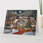 ヴィンテージ冬のクリスマスの雪の風景 カード (正面)