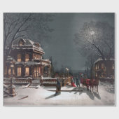 ヴィンテージ冬のクリスマスイブ（月明かり） ラッピングペーパー (フラット)