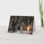 ヴィンテージ冬のクリスマスキャンドル シーズンカード (正面)