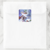 ヴィンテージ冬のクリスマスシーン スクエアシール (バッグ)