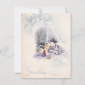 ヴィンテージ冬のクリスマスチャーチベルグリーティング シーズンカード (正面)