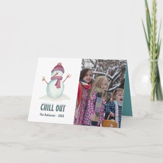 ヴィンテージ冬のクリスマス家族写真 シーズンカード (正面)