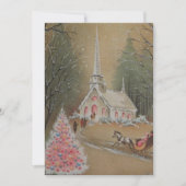 ヴィンテージ冬のクリスマス教会 シーズンカード (正面)