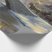 ヴィンテージ冬のクリスマス馬車 ラッピングペーパー (角)