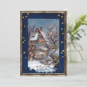 ヴィンテージ冬のコテージクリスマスグリーティング シーズンカード (スタンド正面)