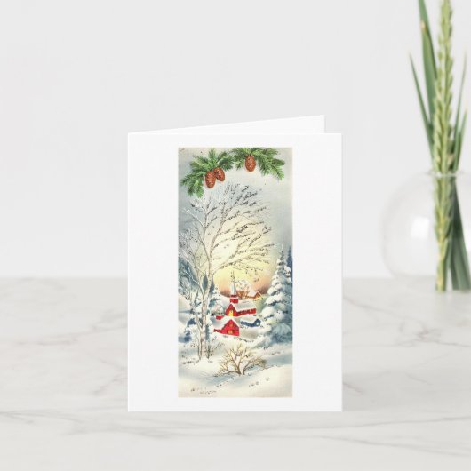 ヴィンテージ冬のシーンのクリスマスカード カード (正面)
