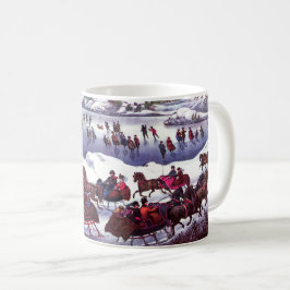 ヴィンテージ冬のシーンのクリスマスプレゼント コーヒーマグカップ