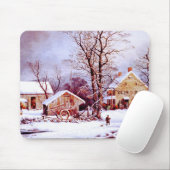 ヴィンテージ冬のシーンのクリスマスプレゼント マウスパッド (マウス)