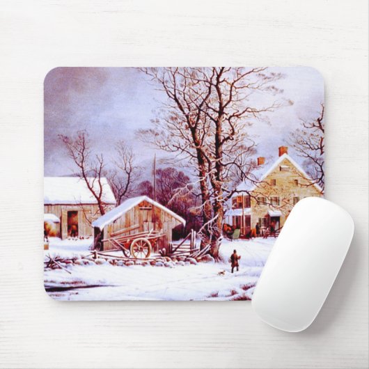ヴィンテージ冬のシーンのクリスマスプレゼント マウスパッド (マウス)