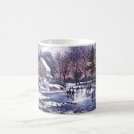 ヴィンテージ冬のシーン。クリスマスギフトマグカップ コーヒーマグカップ (中央)
