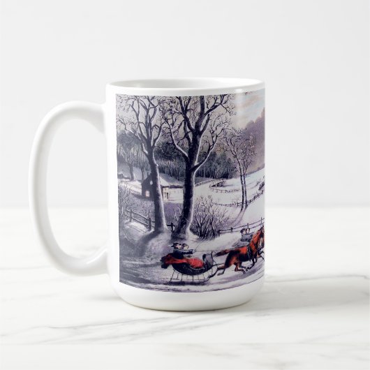 ヴィンテージ冬のシーン。クリスマスギフトマグカップ コーヒーマグカップ (左)