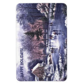 ヴィンテージ冬のシーン。クリスマスプレゼント磁石 マグネット (縦)