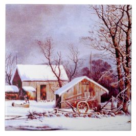 ヴィンテージ冬のシーン。クリスマスプレゼント タイル