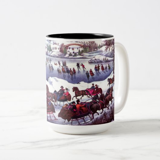 ヴィンテージ冬のシーン。クリスマスプレゼント マグカップ (正面右)