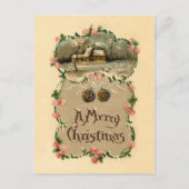 ヴィンテージ冬のシーン(フローラ付き縁ど) ポストカード (正面)