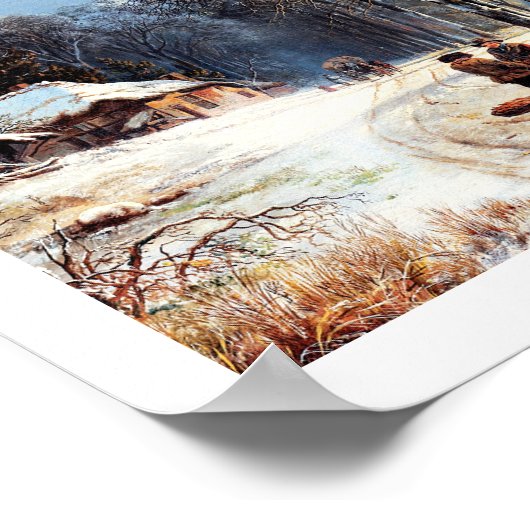 ヴィンテージ冬のシ絵画ーン ポスター (角)