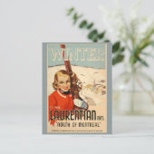 ヴィンテージ冬のスキーポスター ポストカード (スタンド正面)