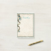 ヴィンテージ冬のスノーフレークのリボンとダマスクのポストi ポストイット (デスク上)