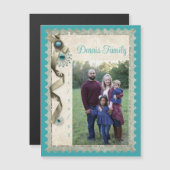 ヴィンテージ冬のスノーフレークリボンダマスクティール(緑がかった色) (正面/裏面)